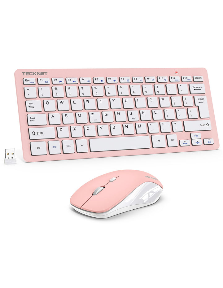 TECKNET Kabelloses Tastatur Maus Set, Deutsch QWERTZ Layout, 2.4 GHz Funk Mini Tastatur Mouse, 15m R