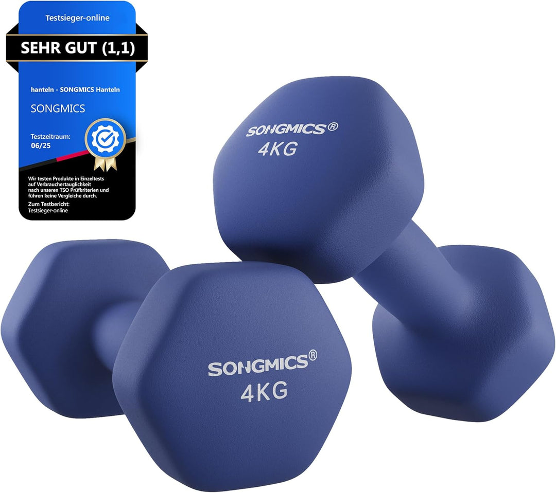 SONGMICS Hanteln, 2er Set,Hantelset, Kurzhanteln, Hexagon, Neopren-Beschichtung, Krafttraining, Work