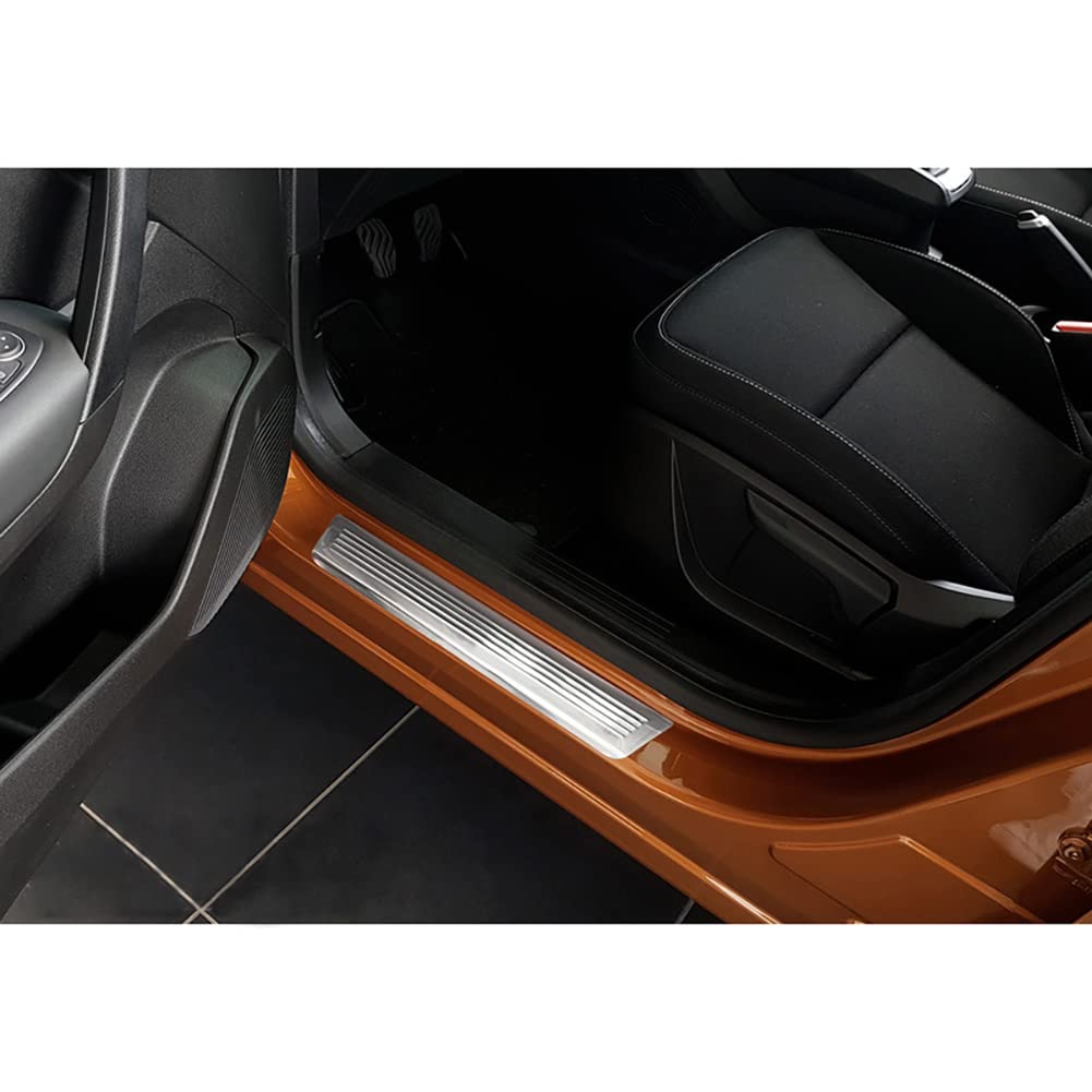 Avisa Stainless Steel Door sill Protectors Compatible with Renault Captur II 2020- 'Lines' - 4-Piece