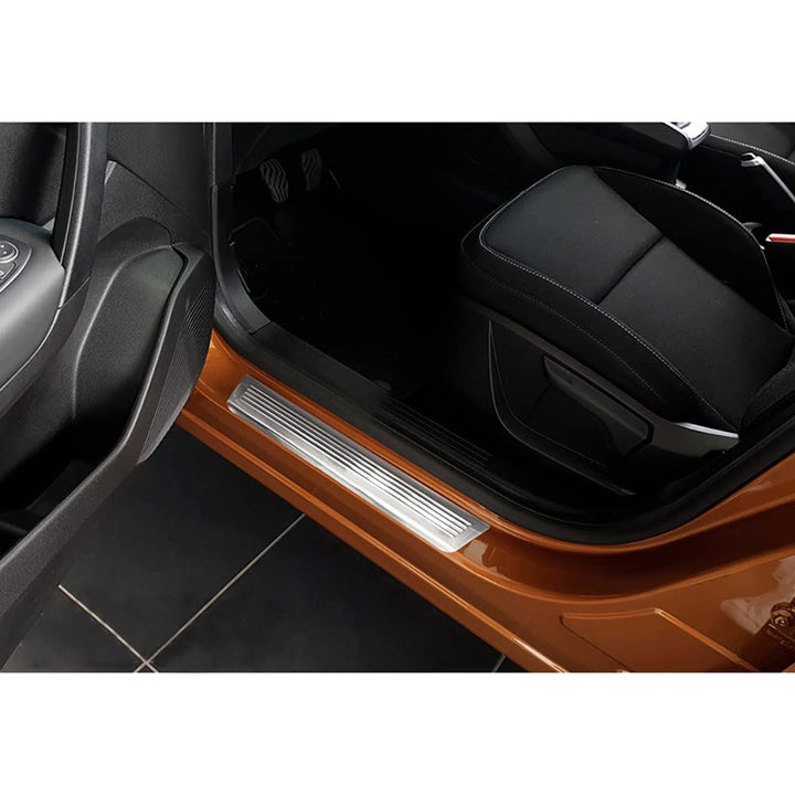 Avisa Stainless Steel Door sill Protectors Compatible with Renault Captur II 2020- 'Lines' - 4-Piece