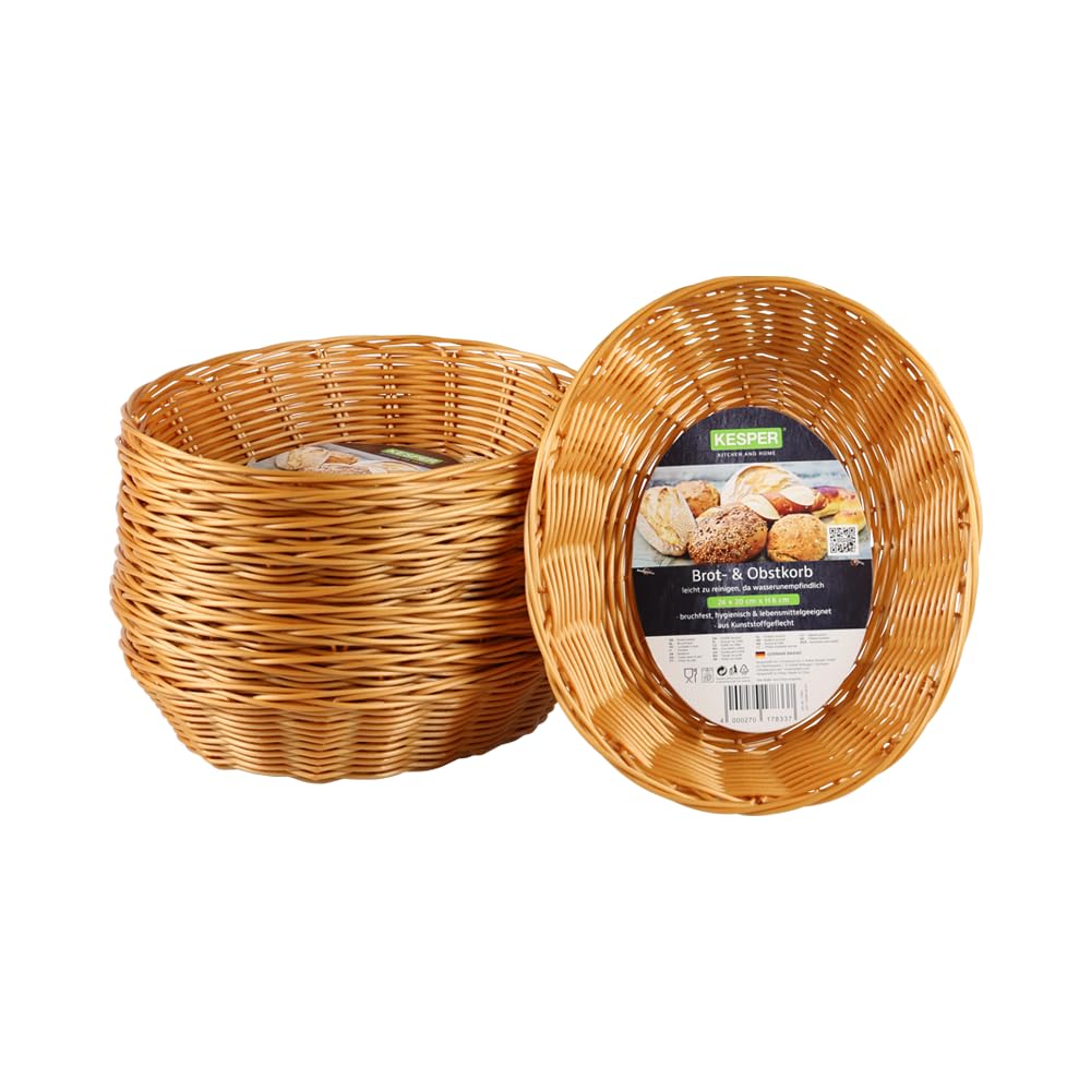 Kesper | Brot- und Obstkorb, 10er Pack, Material: Kunststoffgeflecht, Masse: 24 x 20cm/ Höhe: 6cm, F