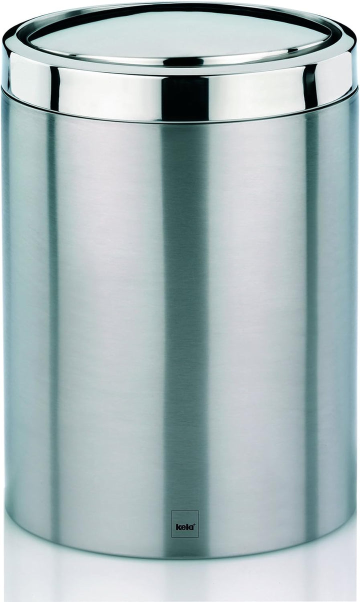 KELA 21382, Schwingdeckeleimer 7,0 l, Edelstahl, Ari, Silber Matt, 19.5 x 19.5 x 27.5 cm Silber Matt