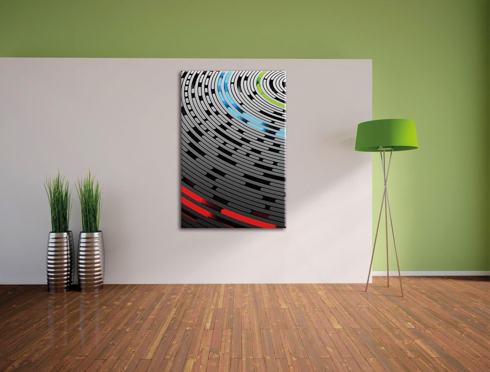 Pixxprint Abstrakte Schallplatte Love Music / 100x70cm Leinwandbild bespannt auf Holzrahmen/Wandbild
