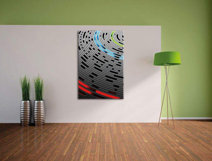 Pixxprint Abstrakte Schallplatte Love Music / 100x70cm Leinwandbild bespannt auf Holzrahmen/Wandbild