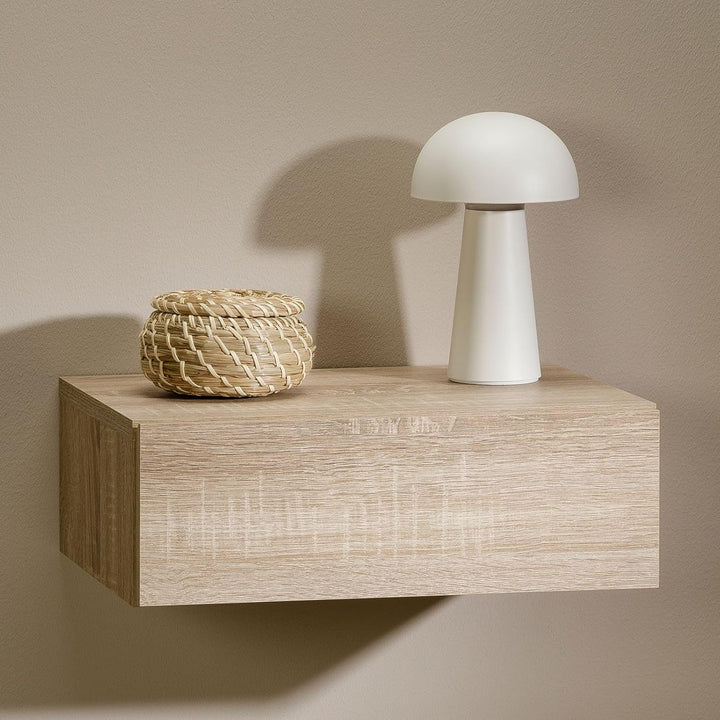 CARO-Möbel Wandregal Anne hängende Nachtkommode Wandboard Nachttisch mit 1 Schublade schwebend, grif