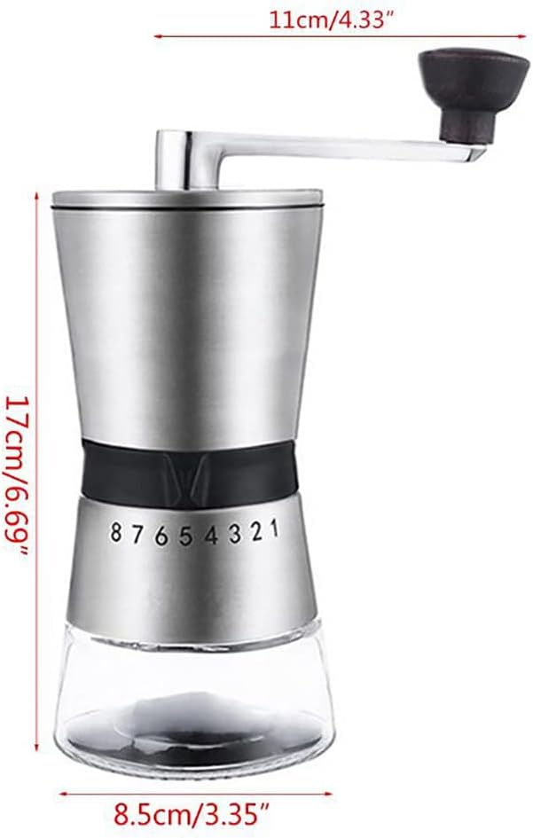Manuelle Kaffeemühle YUNRUX Einstellbar Rauheit Handkaffeemühle Handgetreidemühle für Kaffeebohnen P