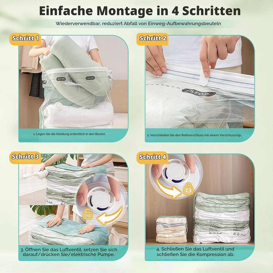 4 Pack Würfel Vakuumbeutel für Kleidung, Jumbo (80x100x38 cm), Wiederverwendbar Cube Vakuumbeutel fü