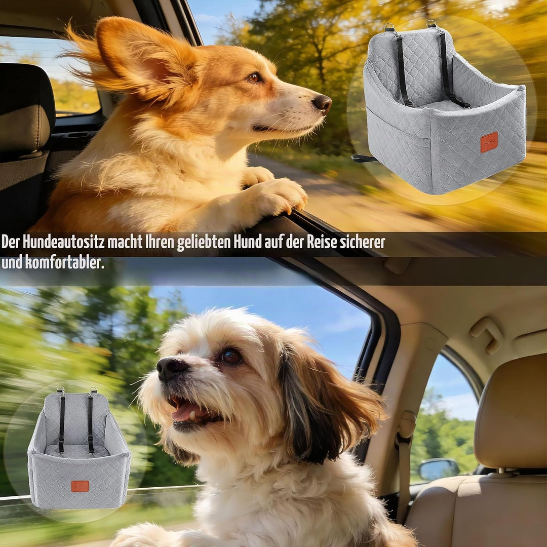 Hunde Autositz für kleine bis mittlere Hunde, Waschbarer hundesitz Auto mit Aufbewahrungstaschen, An