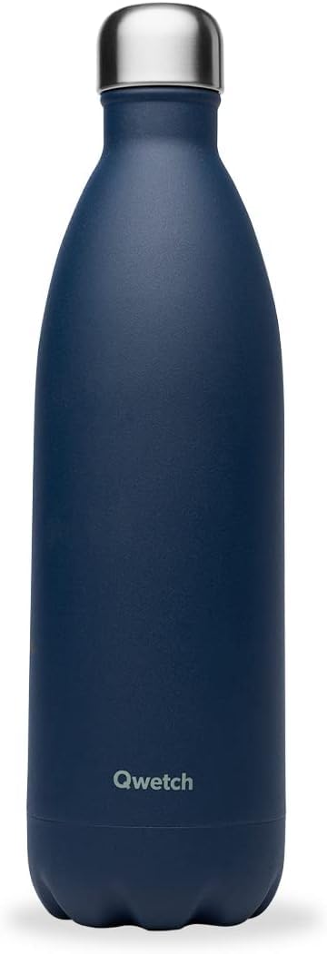 Qwetch - Trinkflasche Originals Edelstahl Isolierflasche 1L Marine Blau - Thermosflasche 24h Kalt &