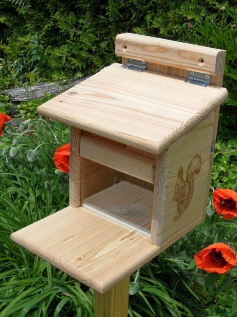 Qualität aus Niederbayern ARBRIKADREX Eichhörnchenfutterhaus Eichhörnchen Haus Kobel mit Ständer. Vo