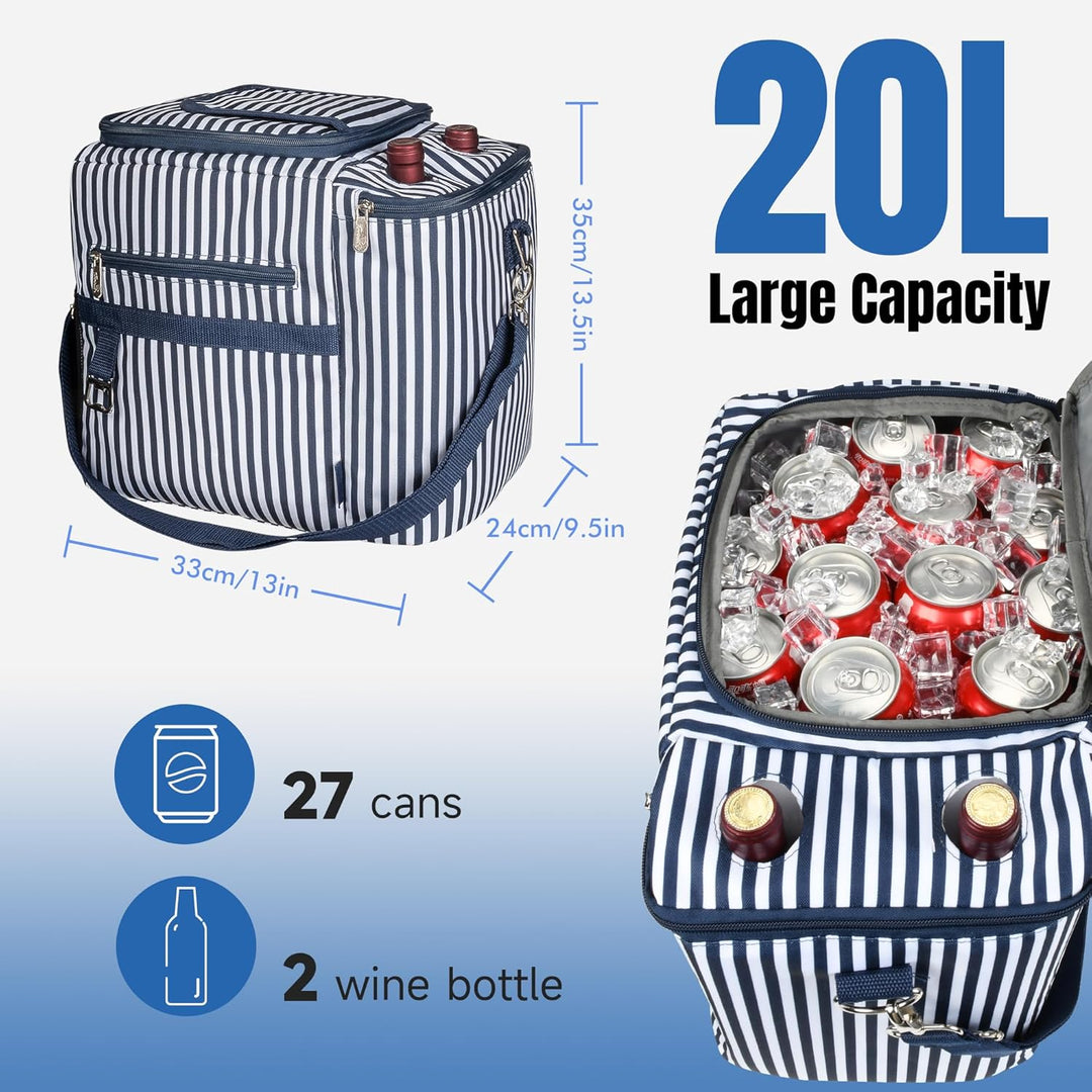 Kato Tirrinia 20L Gross Kühltasche Isoliertasche, Picknickkorb Kühlbox mit Flaschentasche 2 Flaschen