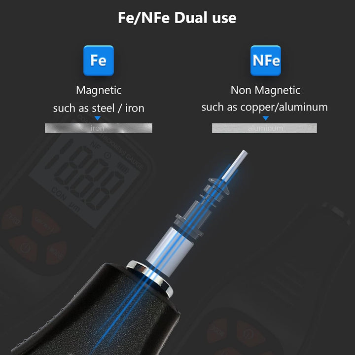 Schichtdickenmessgerät Autolack-Schichtdickenmessgerät Handheld, Dickenmessgeräte Auto Fe & NF 2-in-