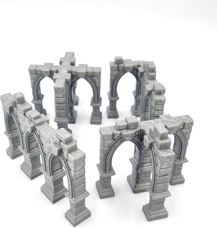 QP3D – Ruinierte Gebäudesäulen Wand, Geländedekoration für Tabletop & RPG 28–32 mm Miniaturen Wargam
