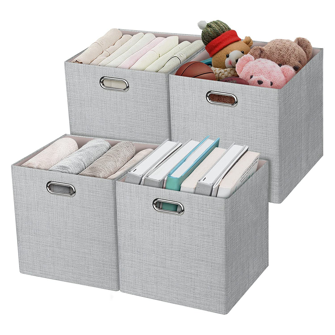 Posprica Faltbarer Aufbewahrungskorb für Schlafzimmer, Schrank, Spielzeug, Wäsche (4, grau) 11×11×11