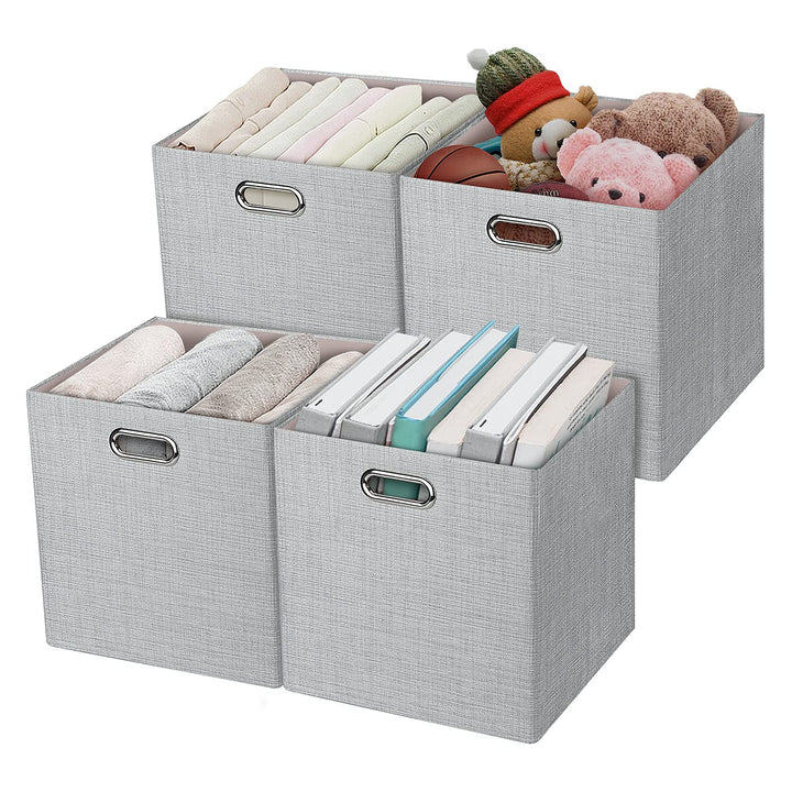 Posprica Faltbarer Aufbewahrungskorb für Schlafzimmer, Schrank, Spielzeug, Wäsche (4, grau) 11×11×11