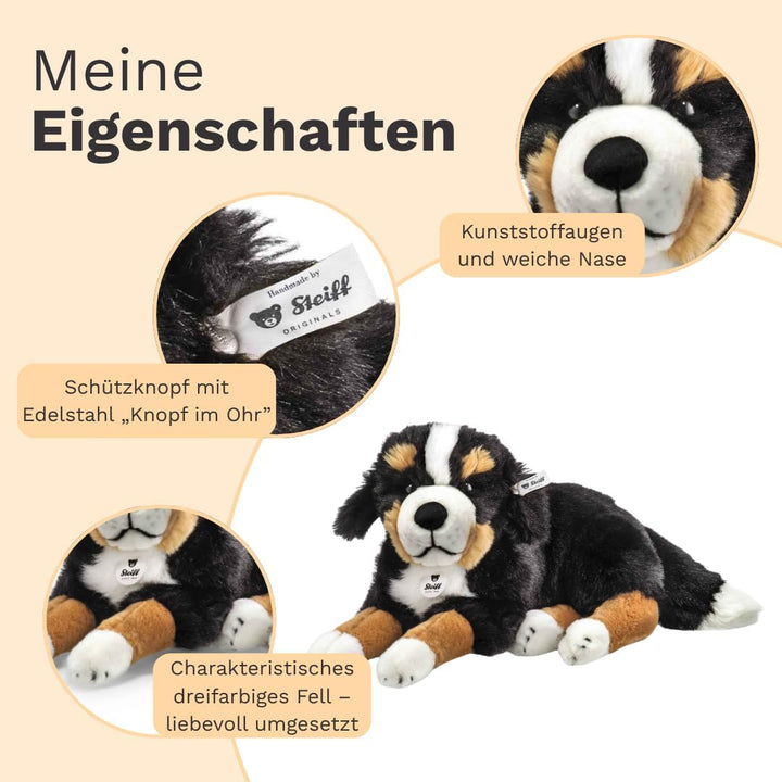 Steiff Kuscheltier Senni Berner Sennenhund, Süsses Stofftier mit Kunststoffaugen, Kinder, Jungen & M