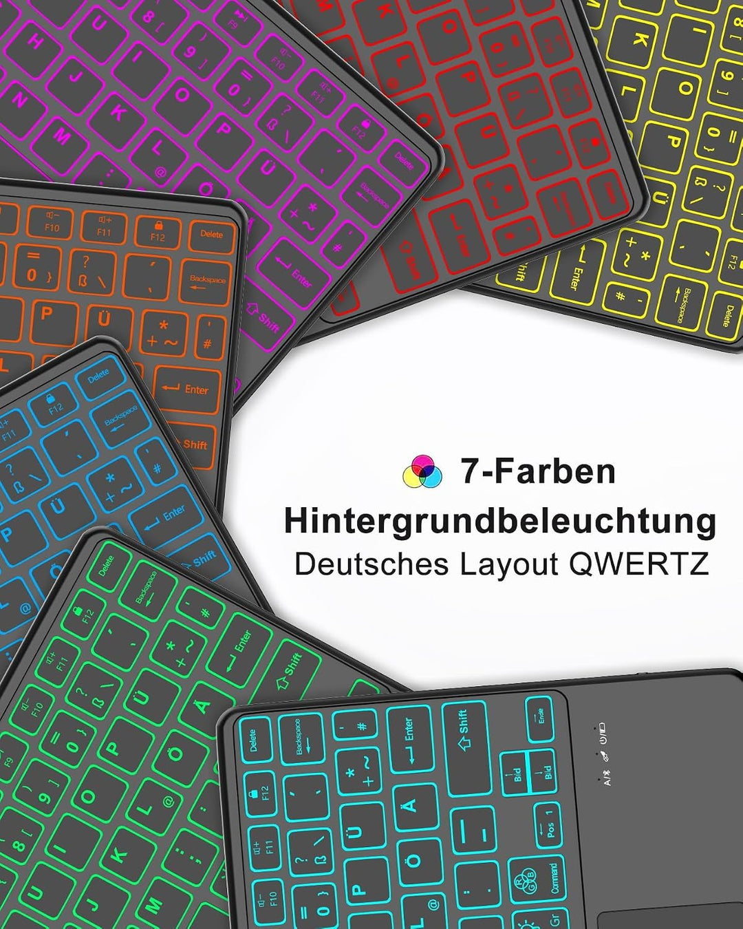 Für iPad 11. Gen A16 Hülle mit Touchpad & Beleuchtung QWERTZ | Für iPad 11 Hülle mit Tastatur - Mit