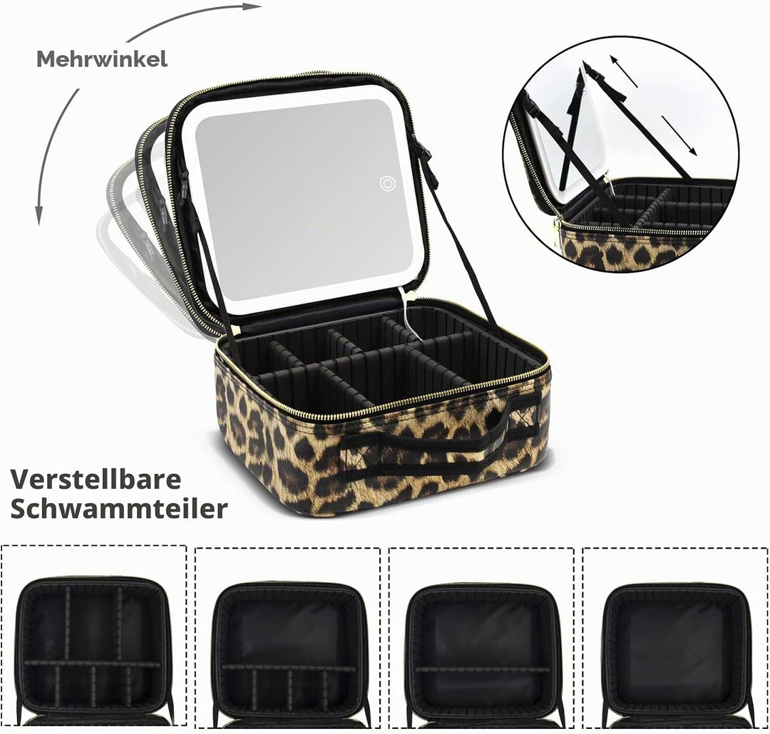 Reise-Makeup-Tasche Kosmetiktasche Make up Organizer Tasche mit grossen beleuchteten Spiegel 3 Farbe
