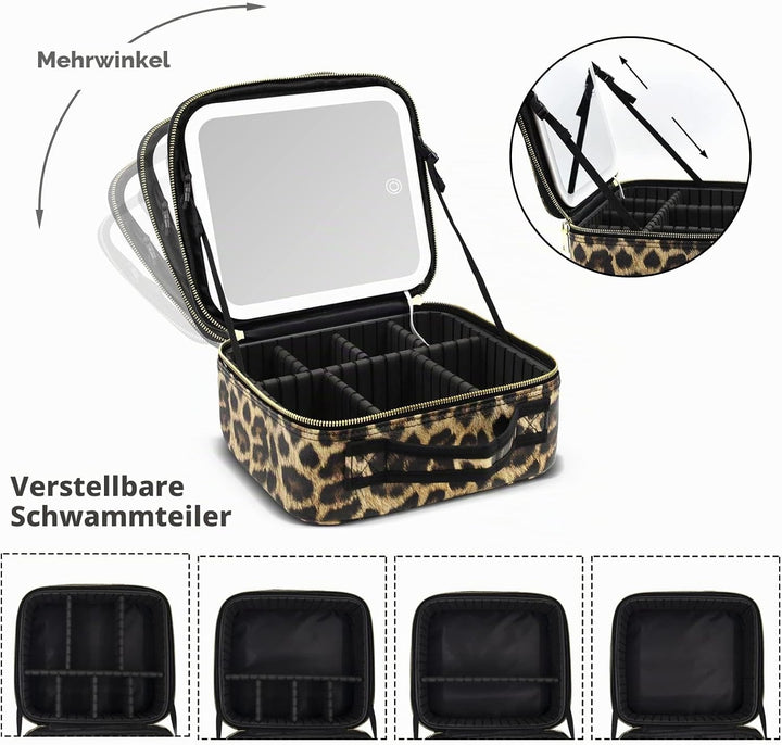 Reise-Makeup-Tasche Kosmetiktasche Make up Organizer Tasche mit grossen beleuchteten Spiegel 3 Farbe
