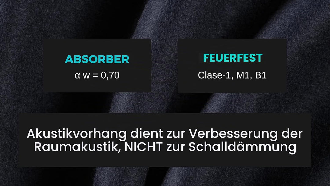 Acouspanel Akustikvorhang aus undurchsichtigem Stoff, Masse: 1,35 x 2,4 m, schwer entflammbar, zweis