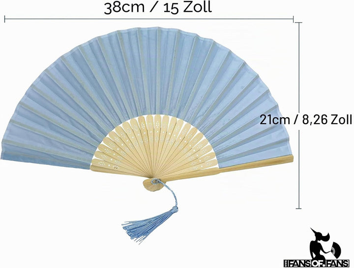 FANSOF.FANS Handfächer aus Stoff mit Quaste, Güteklasse A, Bambusrippen, für Party, Hochzeit, Gastge