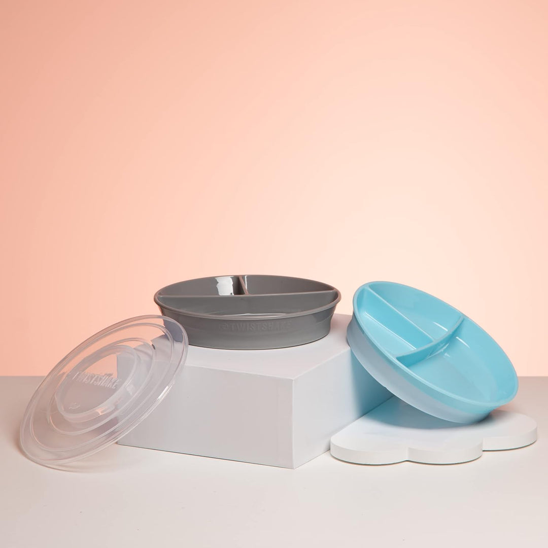 Twistshake 2x Geteilter Babyteller Mit Luftdichtem Deckel | Geteilter Teller Für Kinder | BPA-Freier