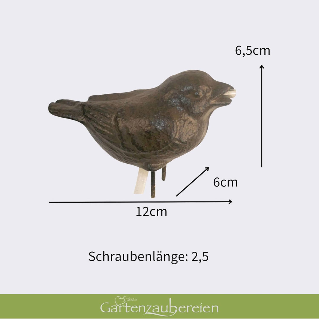 Storm's Gartenzaubereien Wasserspeier Spatz inkl.Solar- Pumpe Gusseisen