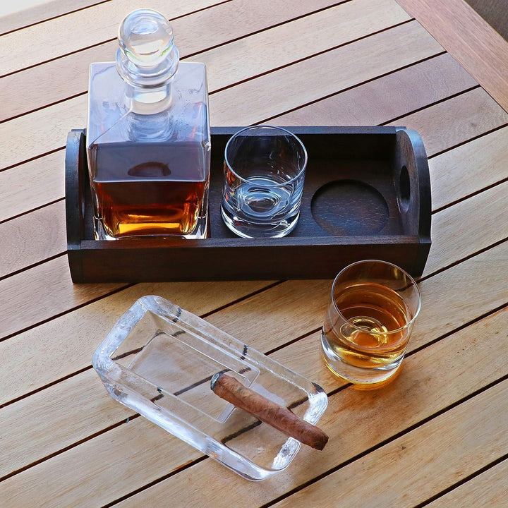 Pasabahce Zigarre Aschenbecher für Draussen | Handgearbeitet Kristallglas | Balkon Tisch Windundurch