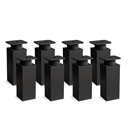 sossai® Design-Möbelfüsse MFV1 | höhenverstellbar | 8er Set | Vierkant-Profil: 40 x 40 mm | Farbe: s