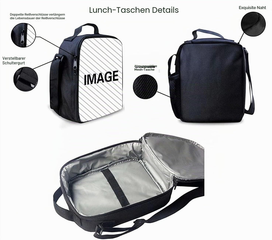 chaqlin Blue Galaxy Wolf Schulrucksack-Set für Jungen Teenager, 3-in-1-Schulbüchertaschen, Tierwolf,