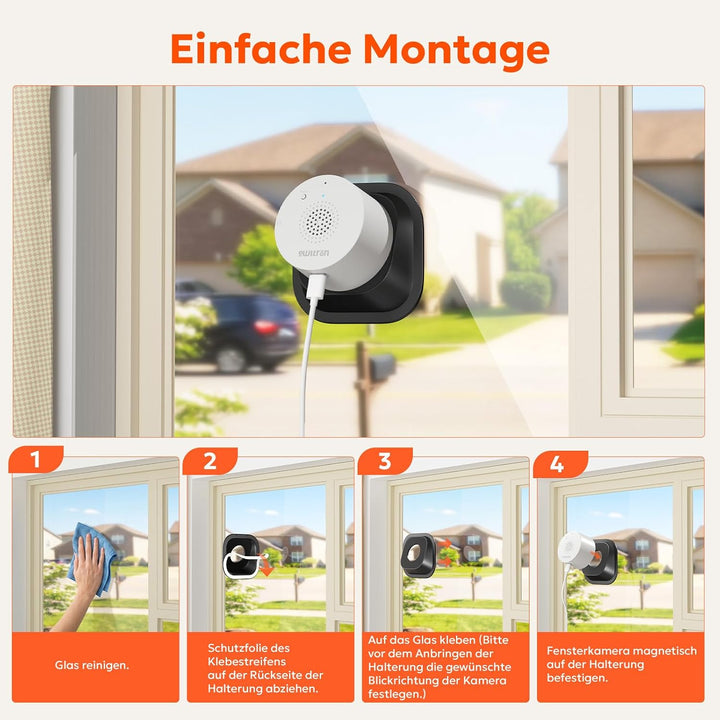 owltron Fensterkamera mit Halterung 2,4 GHz & 5 GHz Dual-Band, 3MP 2K Innenkameras mit KI-Farbnachts