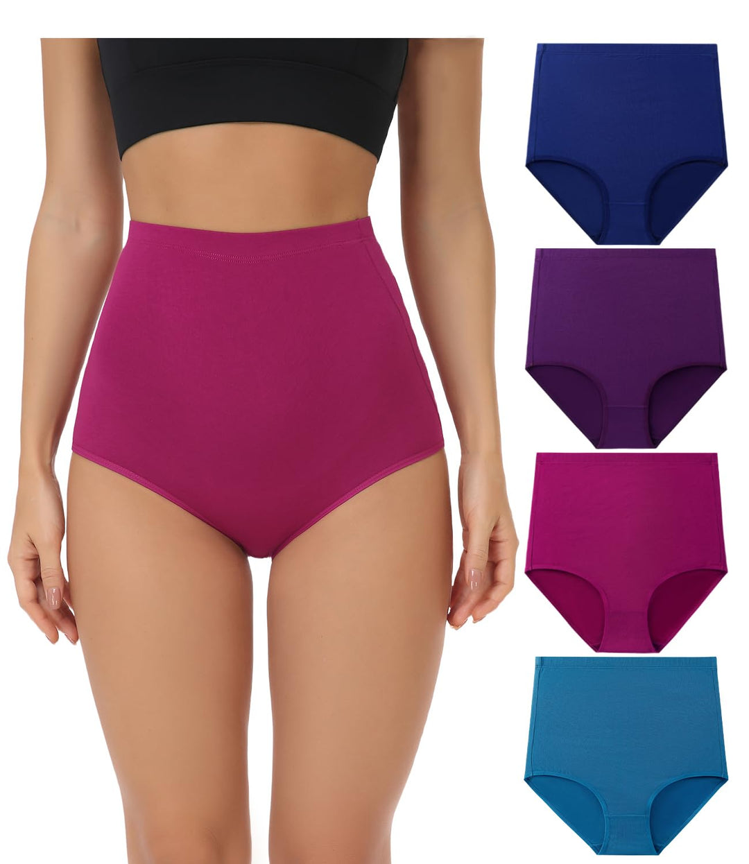 wirarpa Unterhosen Damen Baumwolle Unterwäsche Super Hohe Taille Frauen Slips 4er Pack S Mehrfarbig0