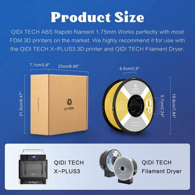 QIDI TECH ABS Rapido Filament 1.75mm, 3D Drucker Filament ABS 1kg Spule (2.2lbs), geeignet für Hochg