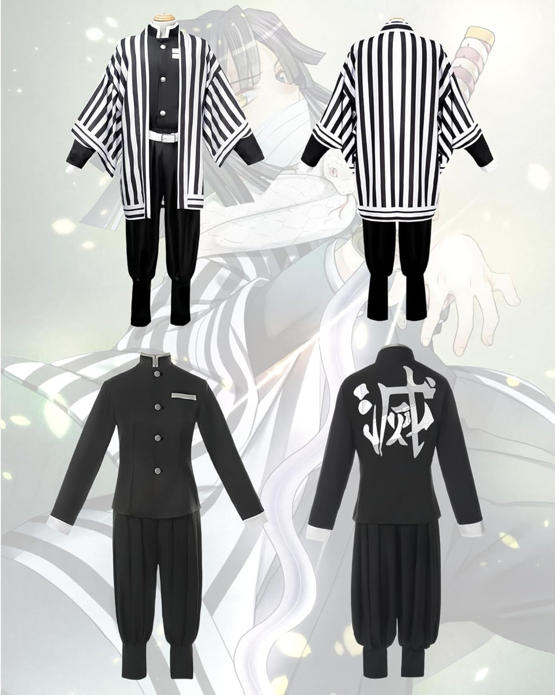 FCCAM Agatsuma Zenitsu Cosplay Kimono Vollständiger Satz Anime Zenitsu Cosplay Kostüm Erwachsene Sch