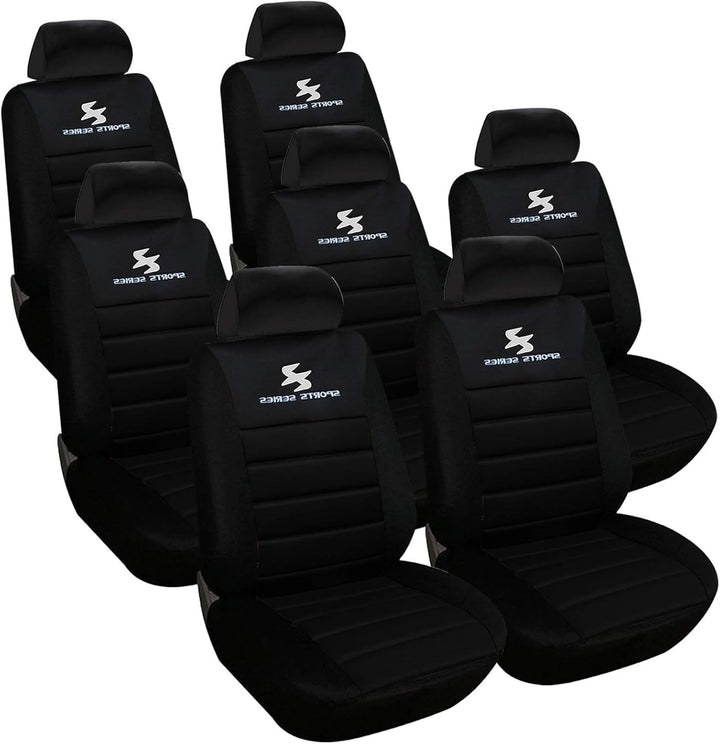 WOLTU AS7254-7 7er Sitzbezüge Auto Einzelsitzbezug universal Grösse, Komplettset, schwarz, Schwarz