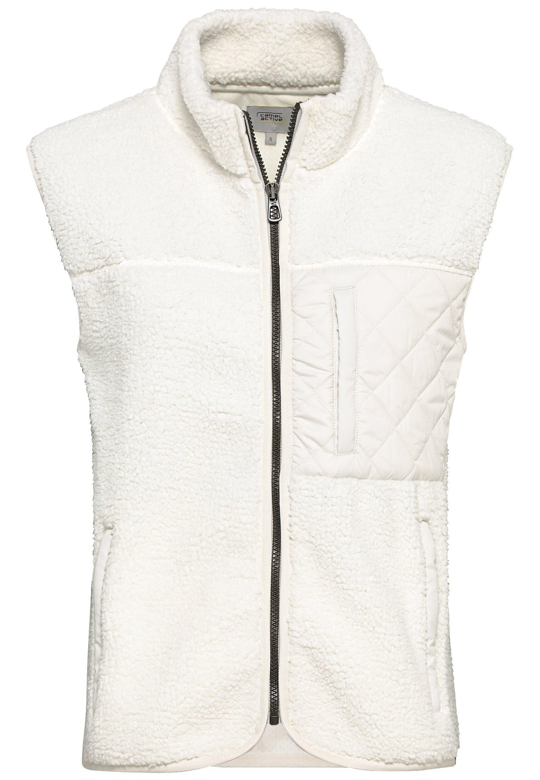 camel active Damen Teddy Weste mit Stehkragen XXL Weiss, XXL Weiß
