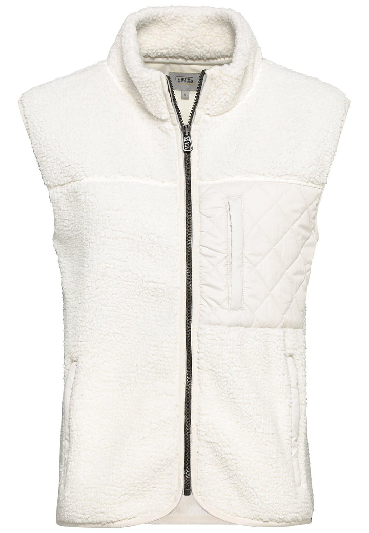 camel active Damen Teddy Weste mit Stehkragen XXL Weiss, XXL Weiß