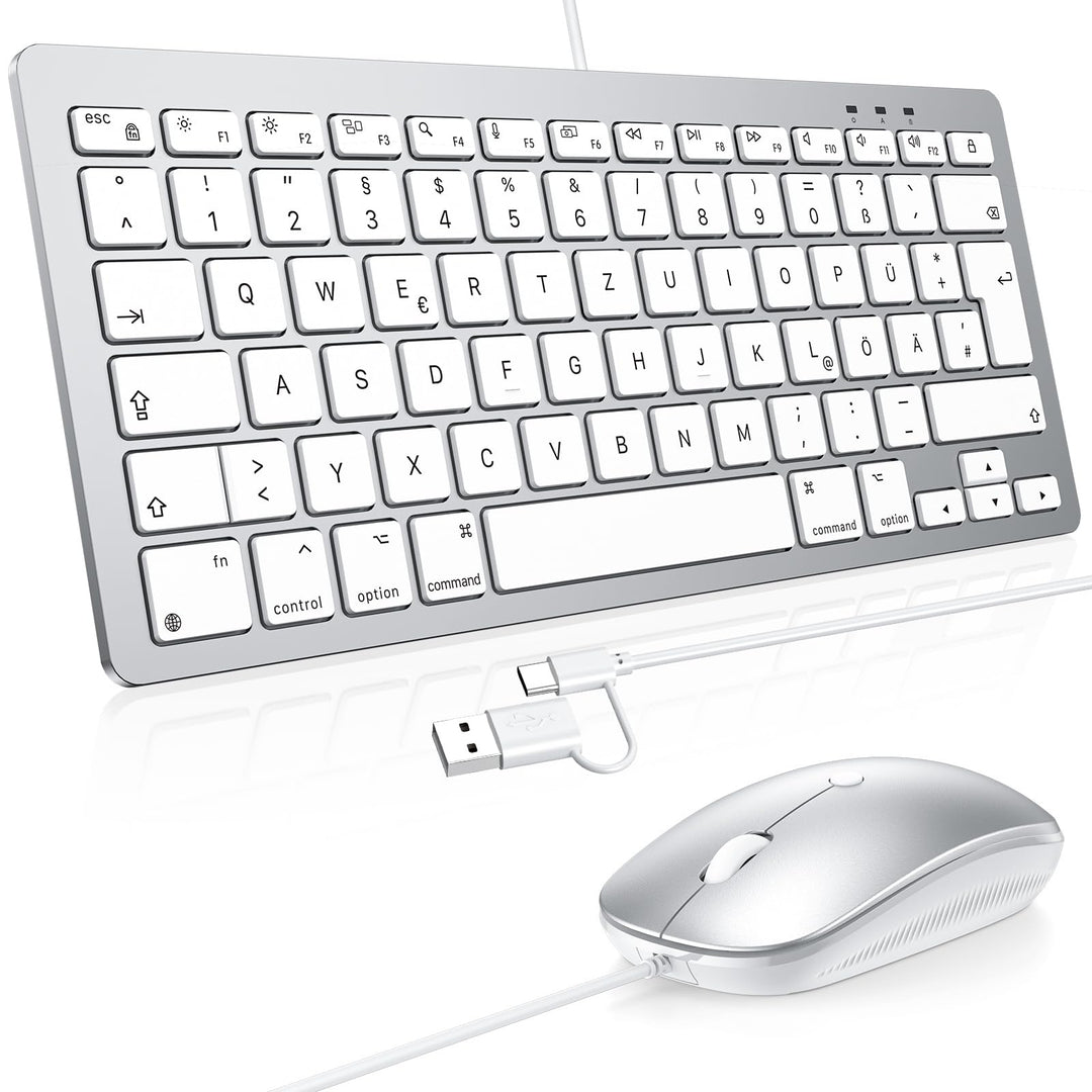 OMOTON Kabel Mac Tastatur Maus Set, USB-/Type-C-Doppelanschluss, geeignet für Apple Mac Pro/Mini, iM