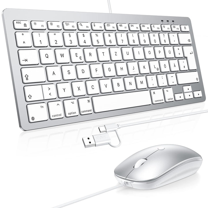 OMOTON Kabel Mac Tastatur Maus Set, USB-/Type-C-Doppelanschluss, geeignet für Apple Mac Pro/Mini, iM