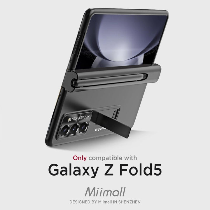 Miimall Kompatibel mit Samsung Galaxy Z Fold 5 Hülle mit S Pen+Displayschutz+Kameraschutz, [Scharnie