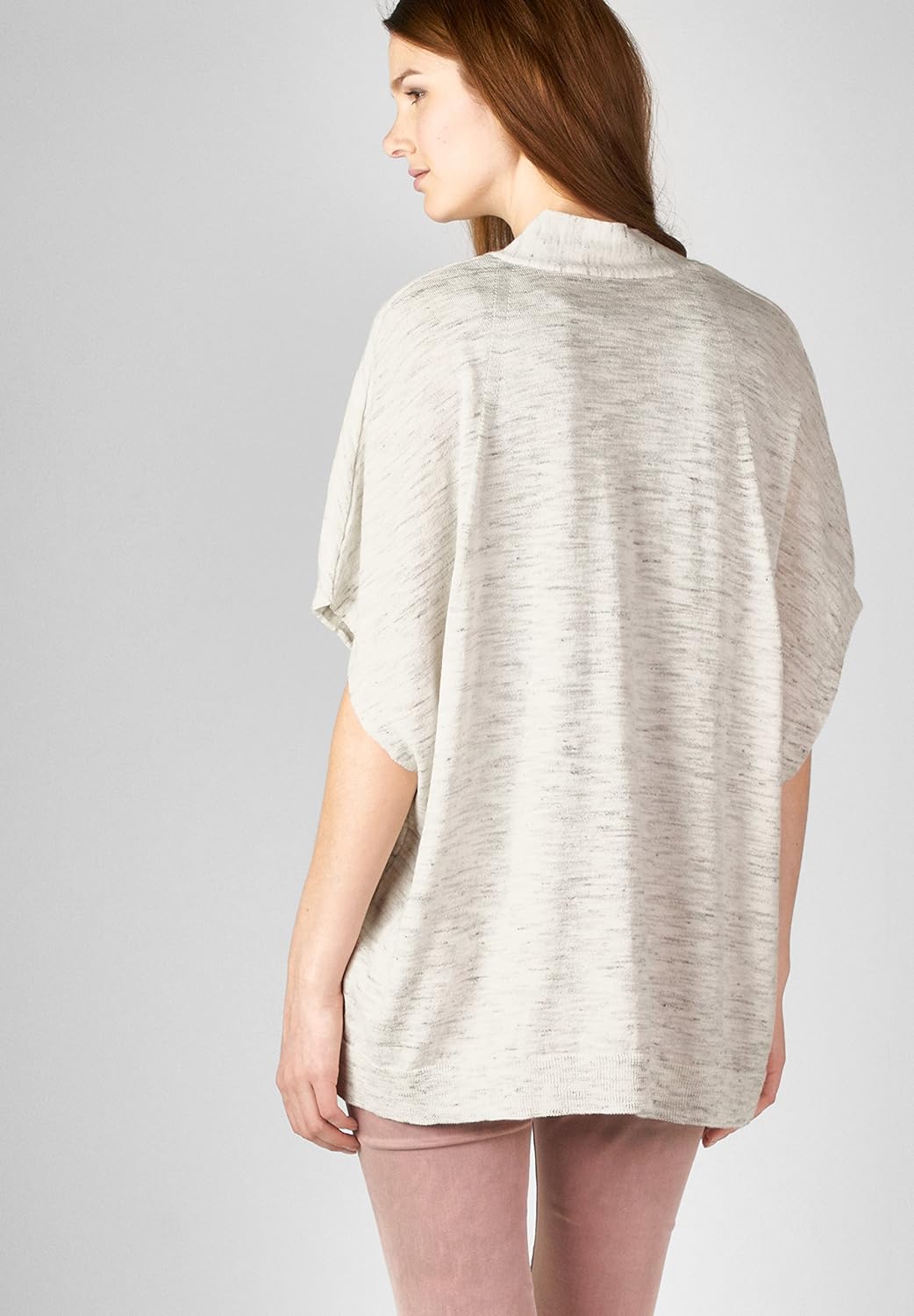Street One Damen Pullover Lang kurzer Arm Farbe: Weiss/Grau Gr. 44 Luftig Leichter Pullover mit kurz