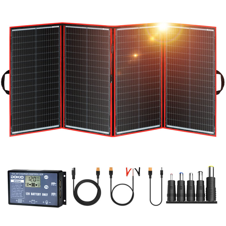 DOKIO Solarpanel 300W Faltbar Monokristallinen Solarmodul mit Laderegler (2 USB Port) Perfekt für Ca