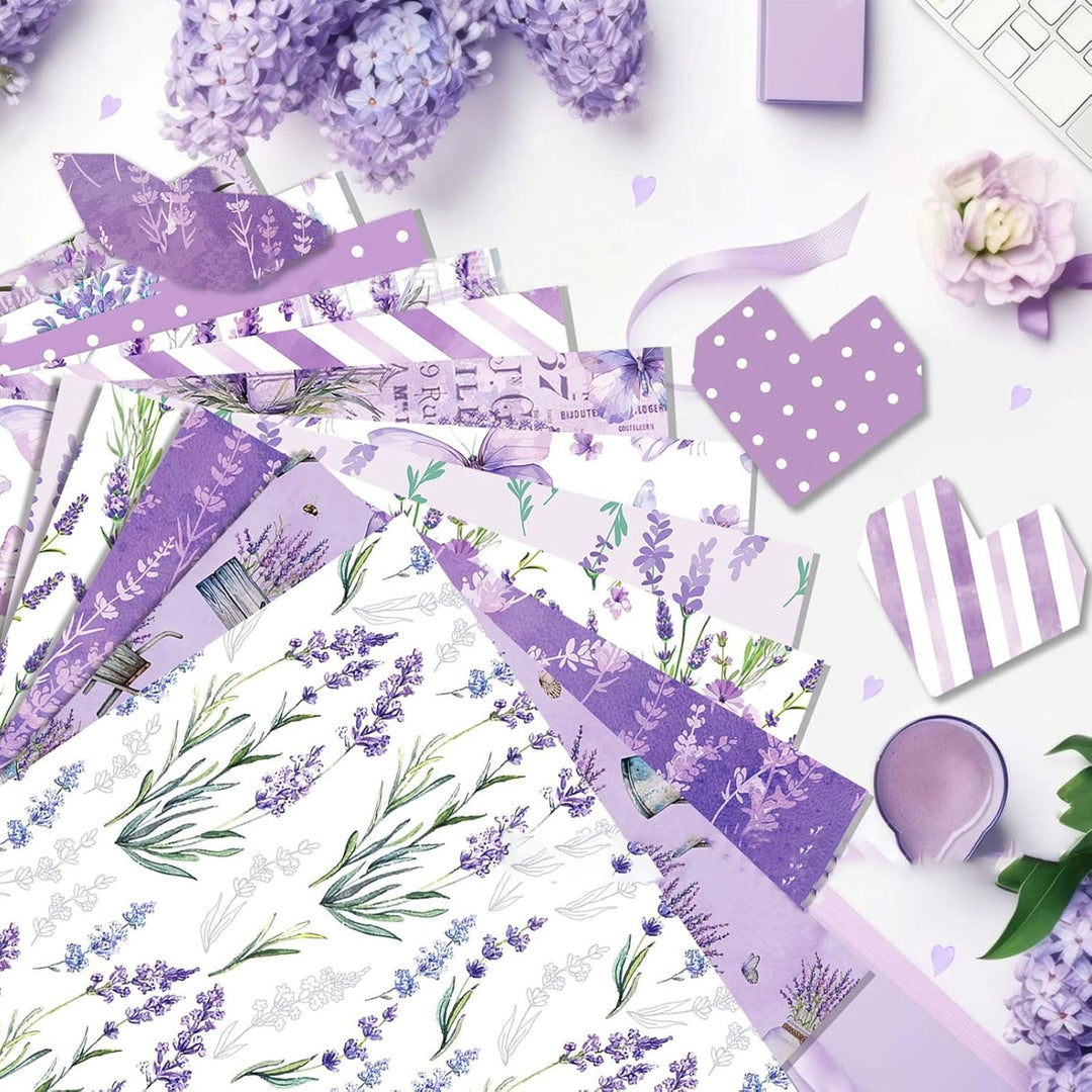 Scrapbook Papier Lila Blumen Muster Scrapbook Bastelpapier, 30x30 cm Scrapbooking Papier Motivpapier