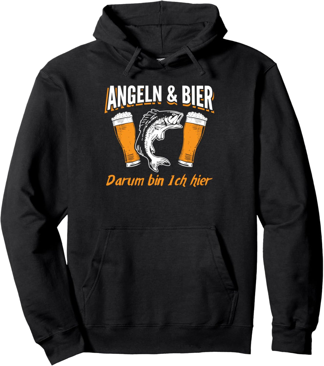 Angeln & Bier Geschenk Angler Fischer Fisch Fischen Spruch Pullover Hoodie