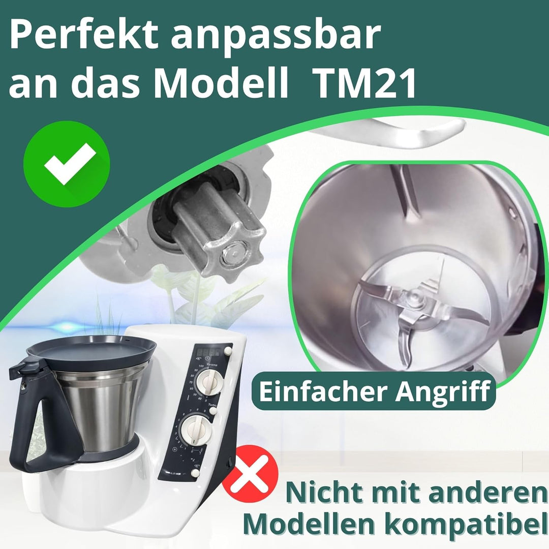 NAMAI - Messer für Thermomix, Edelstahl, 100% Kompatibles Ersatzteil, Thermomix Messbecher TM21, Ein