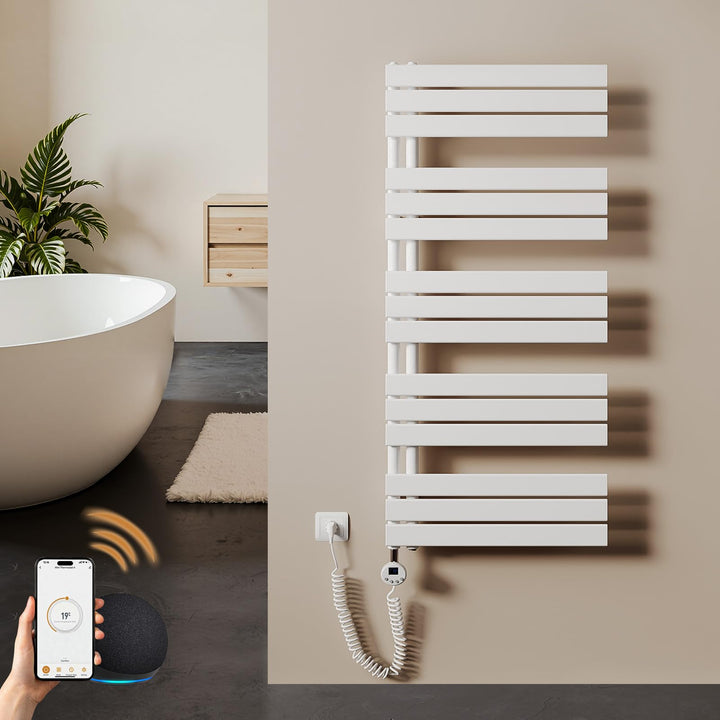 S'AFIELINA Badheizkörper Elektrisch 1320×600mm Weiss, 800W Handtuchheizkörper Elektrisch mit Thermos