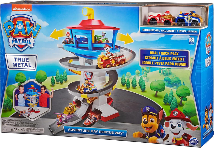 PAW Patrol True Metal Adventure Bay Spielset mit 2 Metallfahrzeugen im Massstab 1:55 Single, Single
