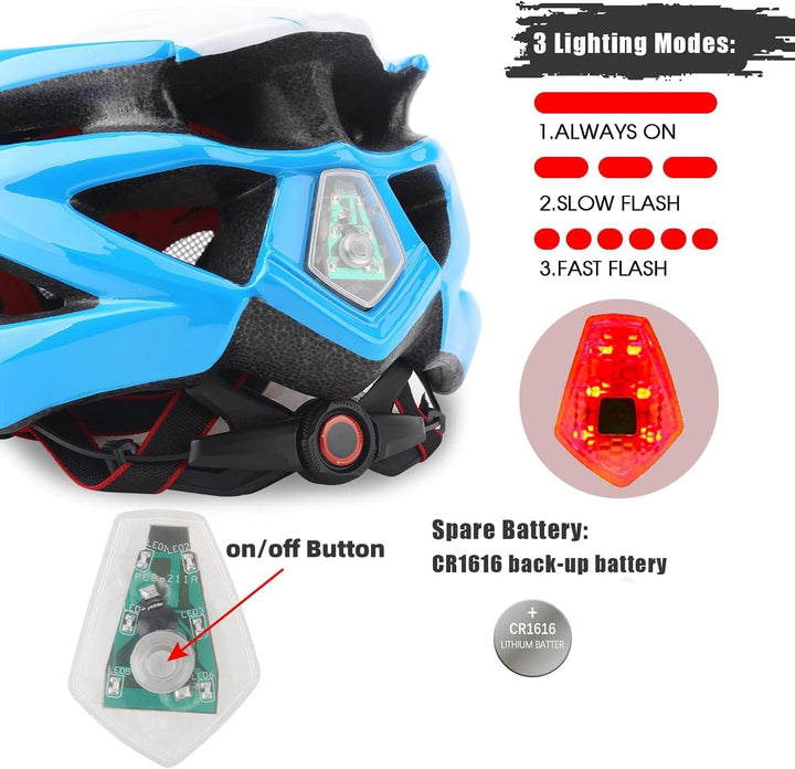 Shinmax Fahrradhelm Herren Damen Fahrradhelm mit Licht Blau Weiss, Blau Weiß