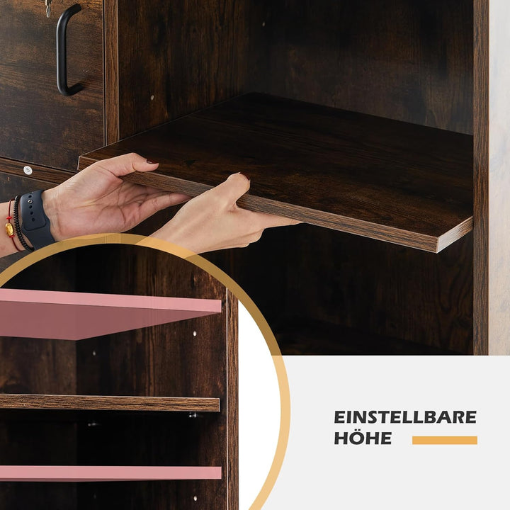 TUKAILAI Rollcontainer, Mobile Aktenschränke, Aktenschrank mit 2 Schublade 2 Regal, Büroschrank mit