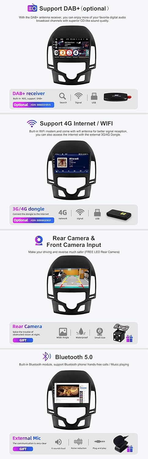 BXLIYER Android 12 IPS Autoradio Passt für Hyundai-H I30 (2004-2007) - Eingebaut Carplay/Android Aut
